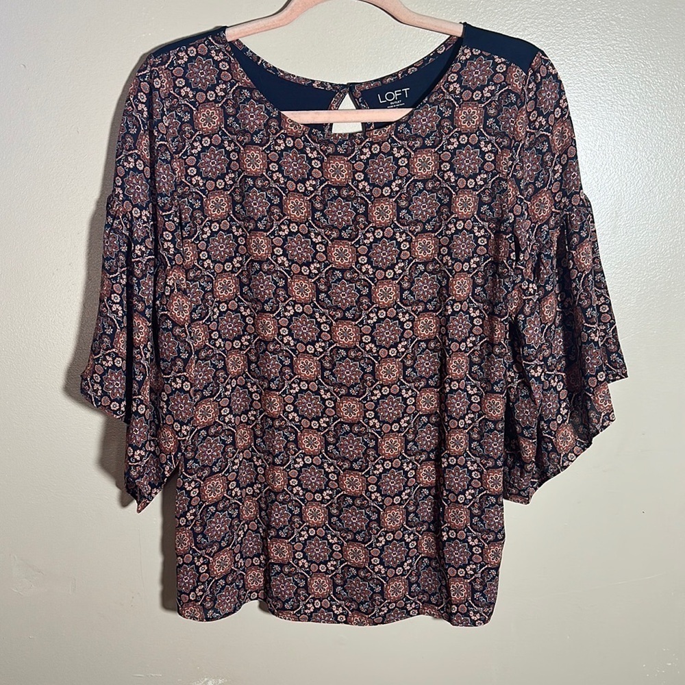 Loft Boho Bell Sleeve Career Top | XS